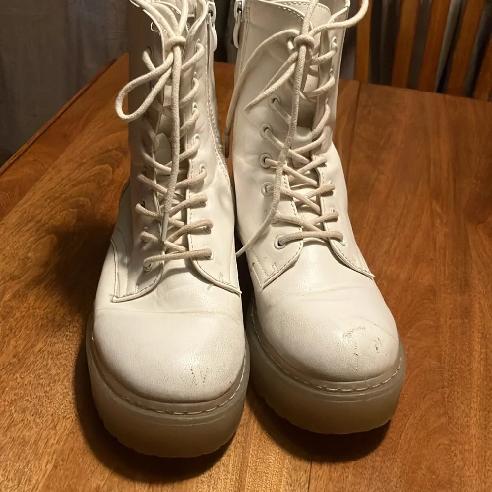 Jellypop moto combat white boot with zippers and jelly soles EU 37 / women’s 6.5 - Picture 9 of 13
